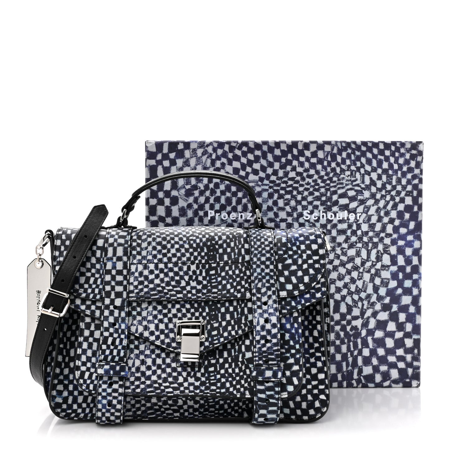 X HARMONY KORINE Calfskin PS1 Check Success Medium Satchel Blue