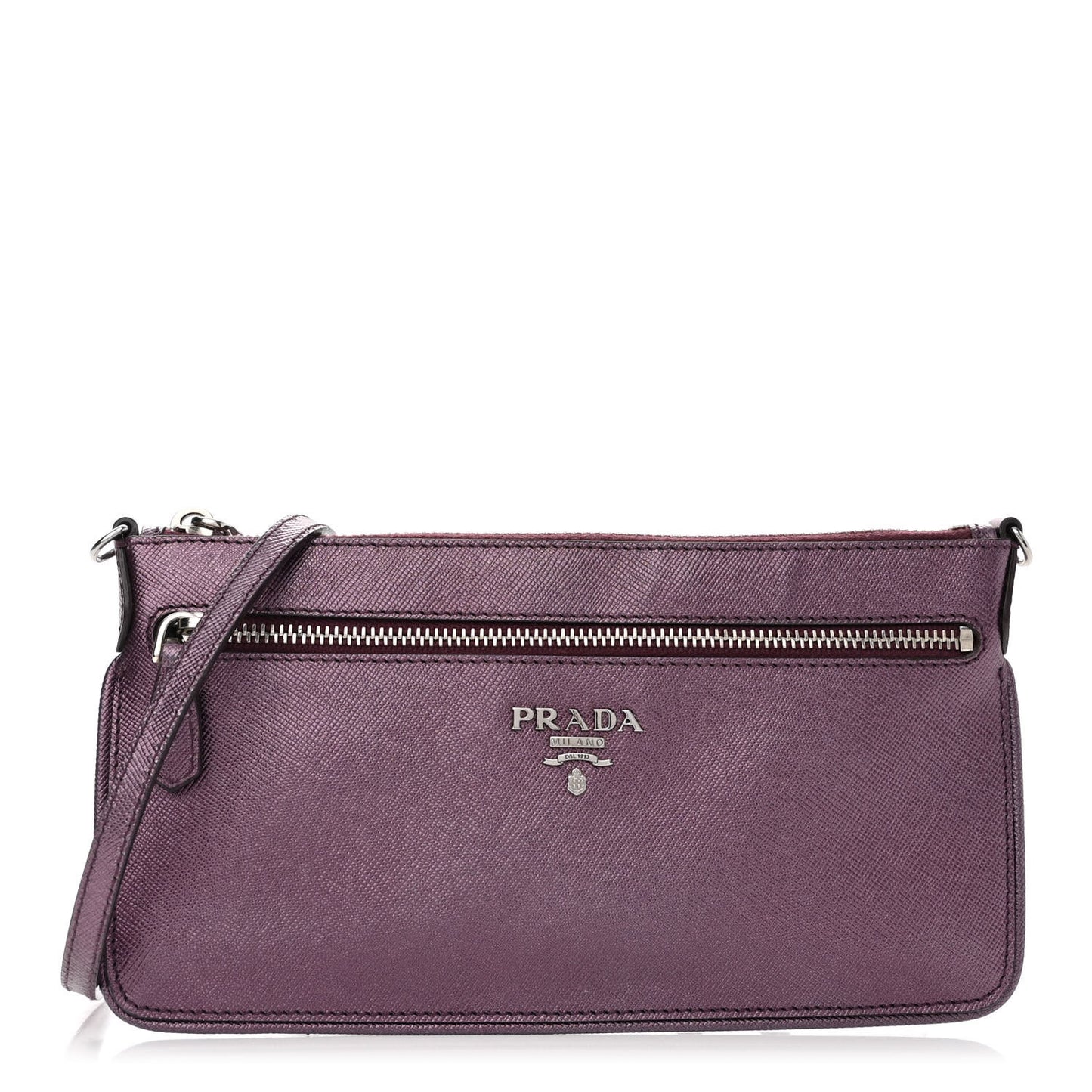 Metallic Saffiano Lux Crossbody Bag Mirtillo