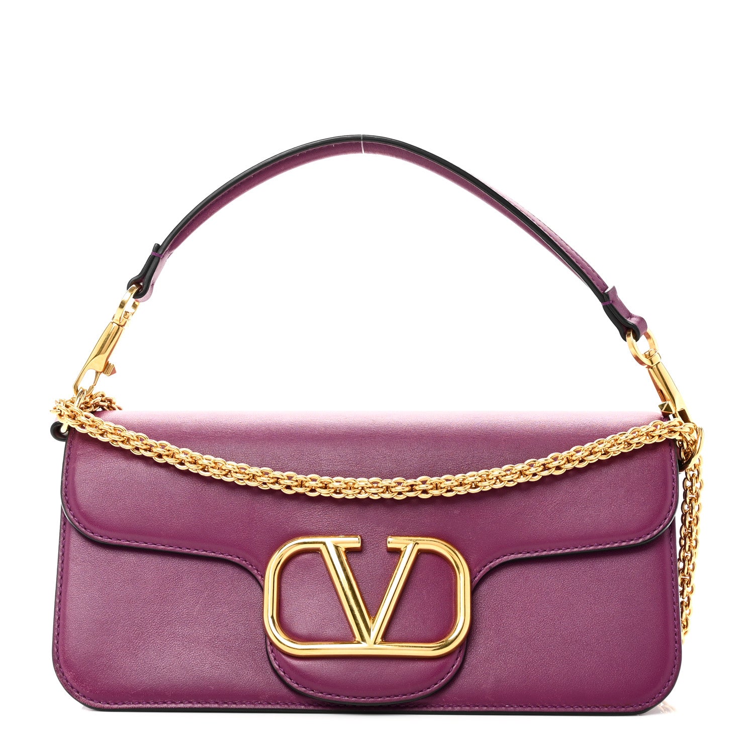 Valentino Garavani Calfskin Vlogo Loco Shoulder Bag Prune 1 of 9
