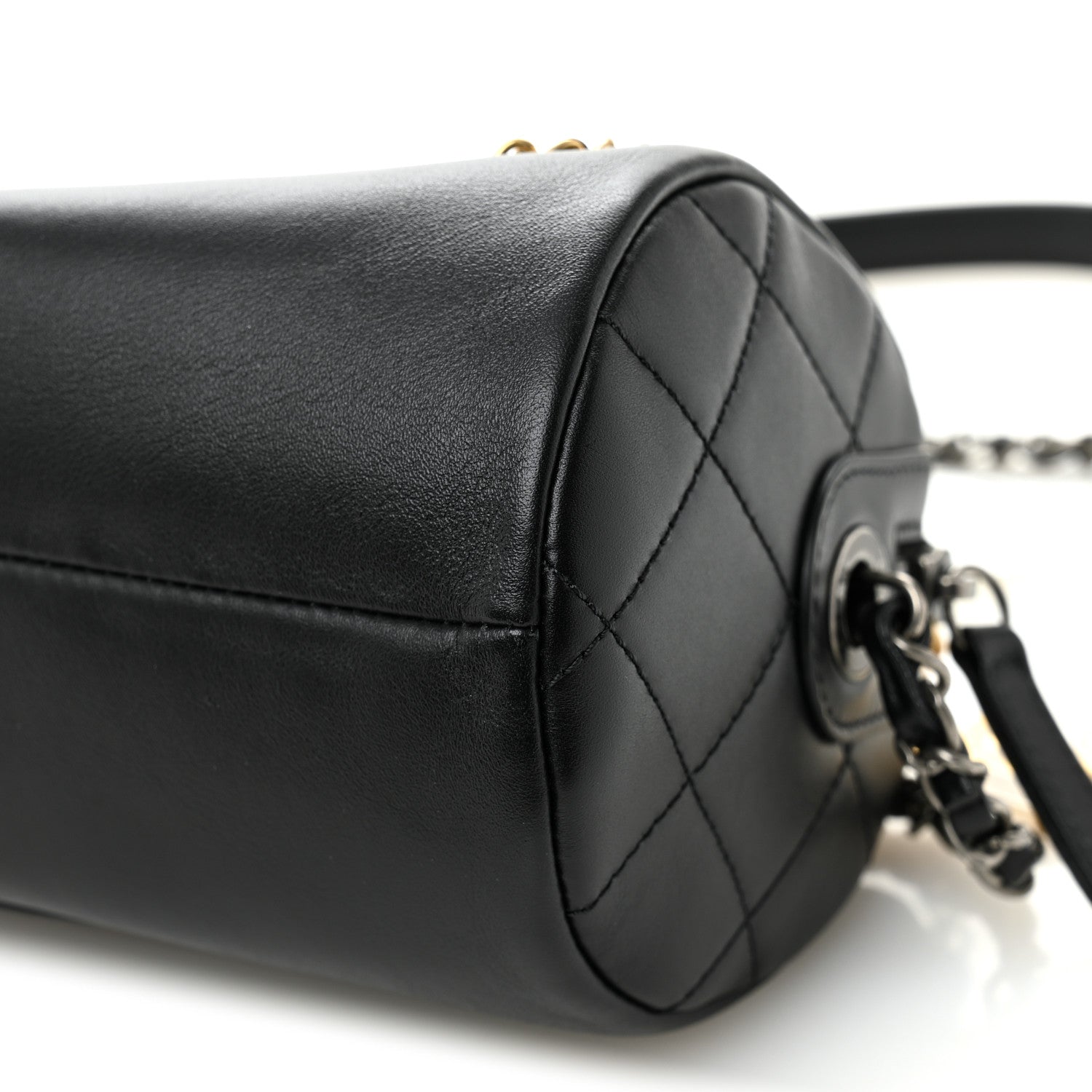 Chanel Calfskin Chain 20s Signature Bowling Bag Black 10 of 11