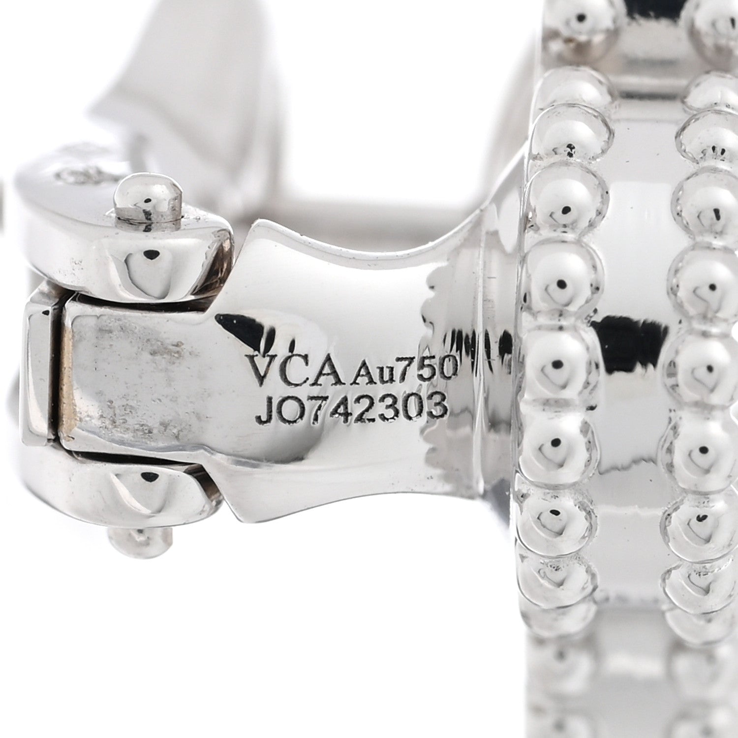 Van Cleef & Arpels 18K White Gold Mother of Pearl Vintage Alhambra Earrings 4 of 5