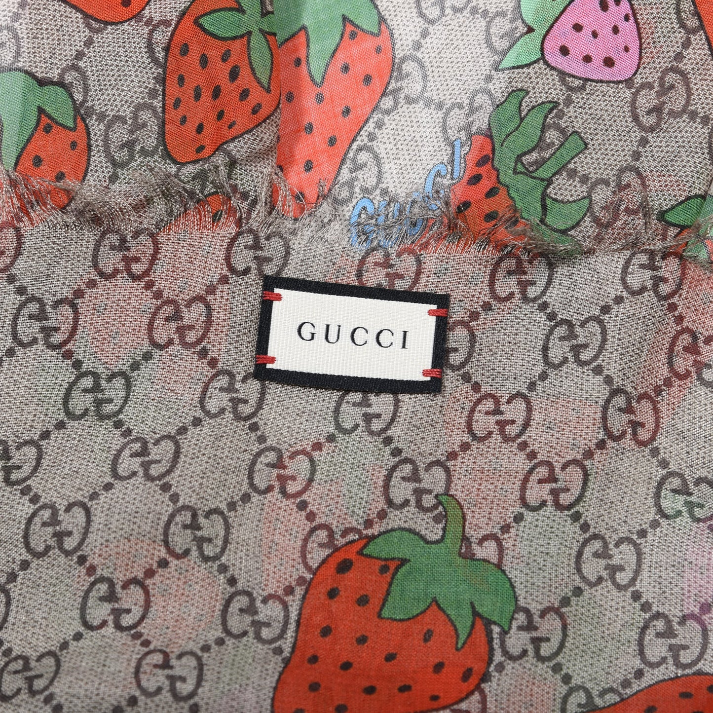 Modal Silk Monogram Strawberry Square Scarf