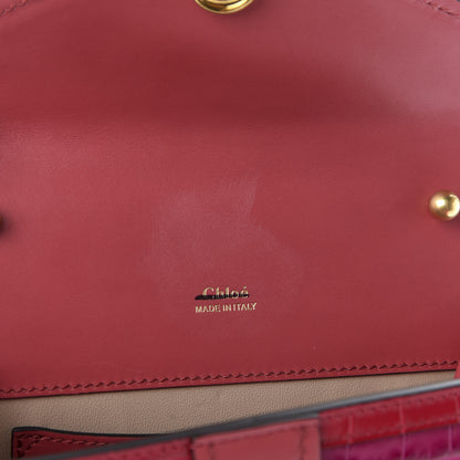 Chloe Calfskin Crocodile Embossed Mini Aby Chain Shoulder Bag Graphic Pink 9 of 11