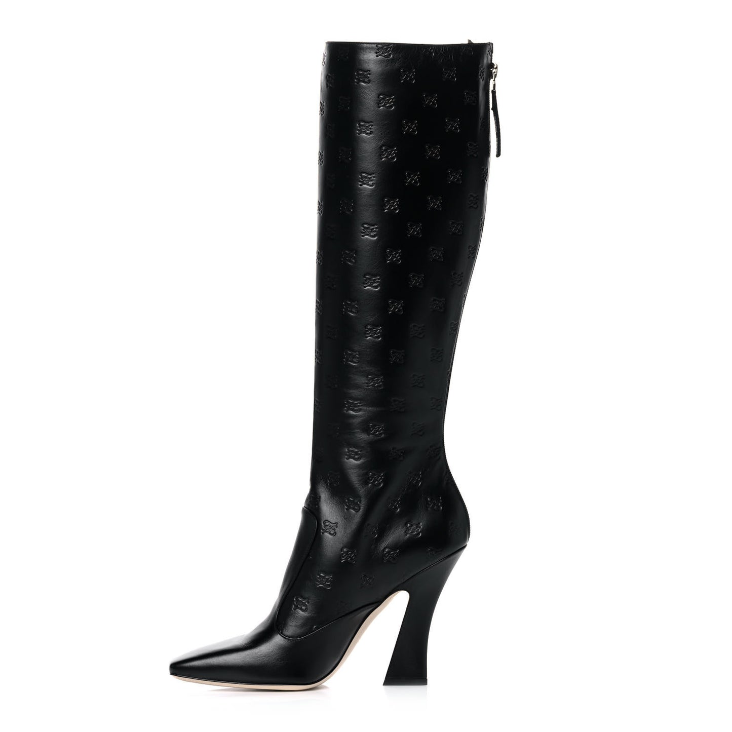 Vitello Karligraphy Embossed FFreedom Knee High Boots 39.5 Black