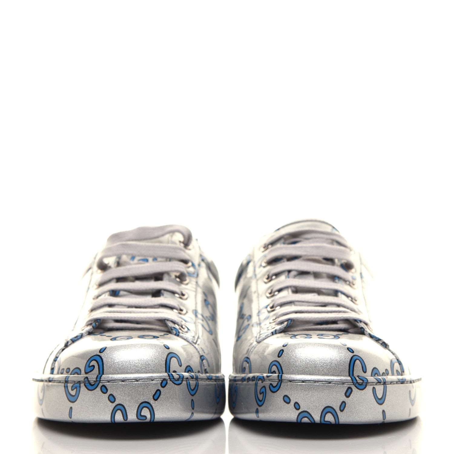 Gucci Miro Rubber Wax GucciGhost Print Mens New Ace Sneakers 9.5 Silver 2 of 11