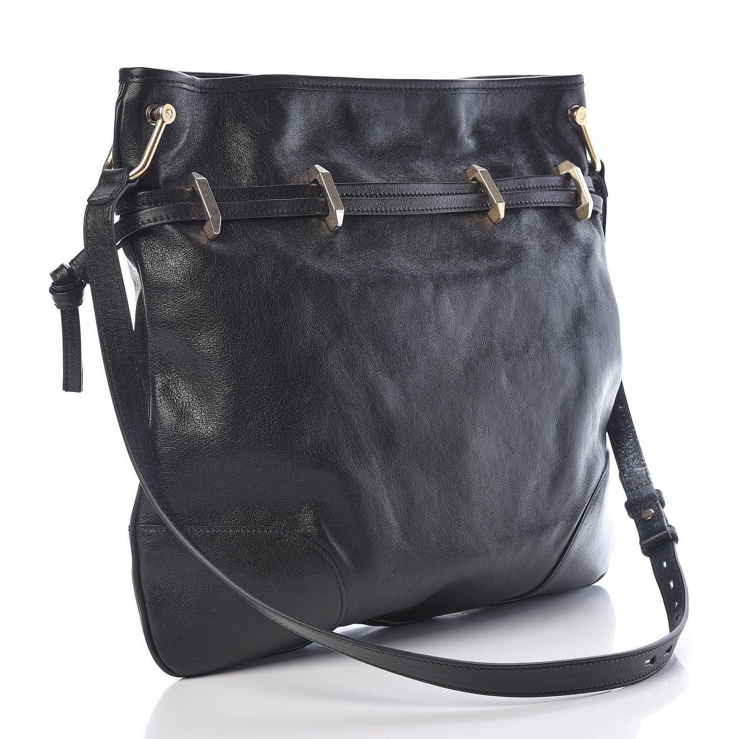 Gucci Sakai Calfskin Horsebit 1955 Cinch Top Messenger Bag Black 3 of 10