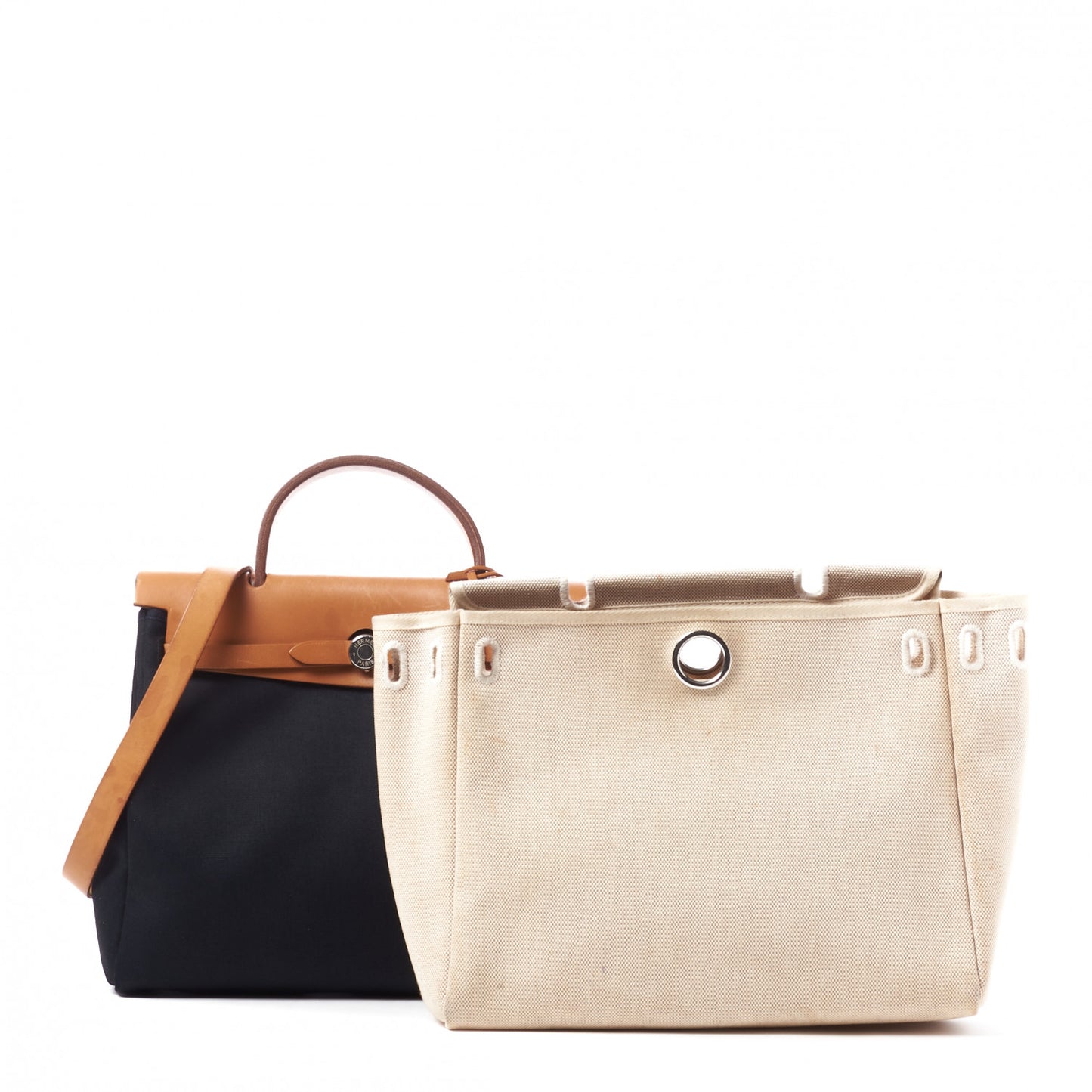 Toile Vache Calfskin Herbag PM 30 Black Natural