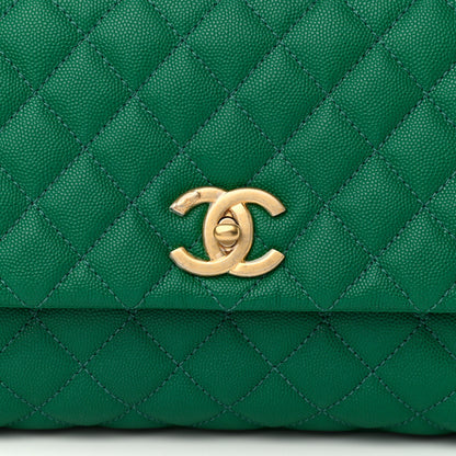 Chanel Caviar Quilted Small Coco Handle Flap Green 8 of 10