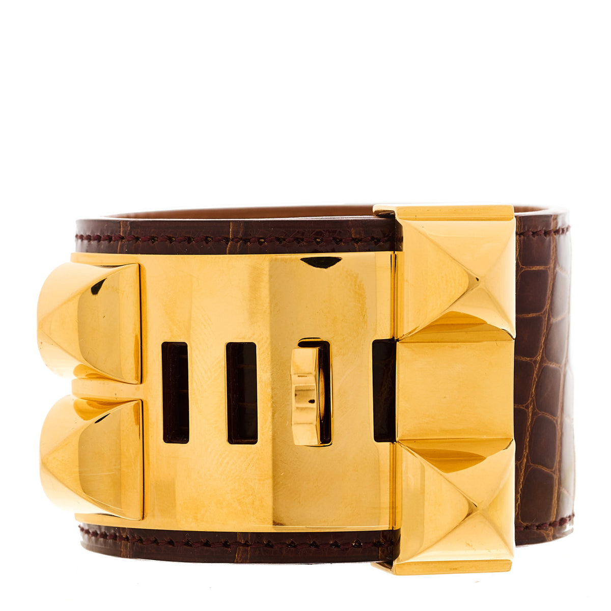 Hermes Shiny Alligator Collier De Chien CDC S Bracelet Havane 3 of 4