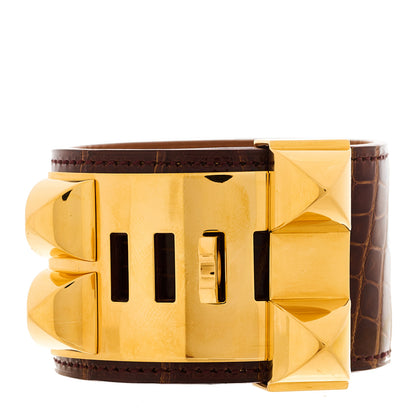 Hermes Shiny Alligator Collier De Chien CDC S Bracelet Havane 3 of 4