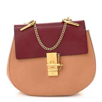 Chloe Grained Calfskin Lambskin Bi-Color Drew Shoulder Bag Beige Red 1 of 11