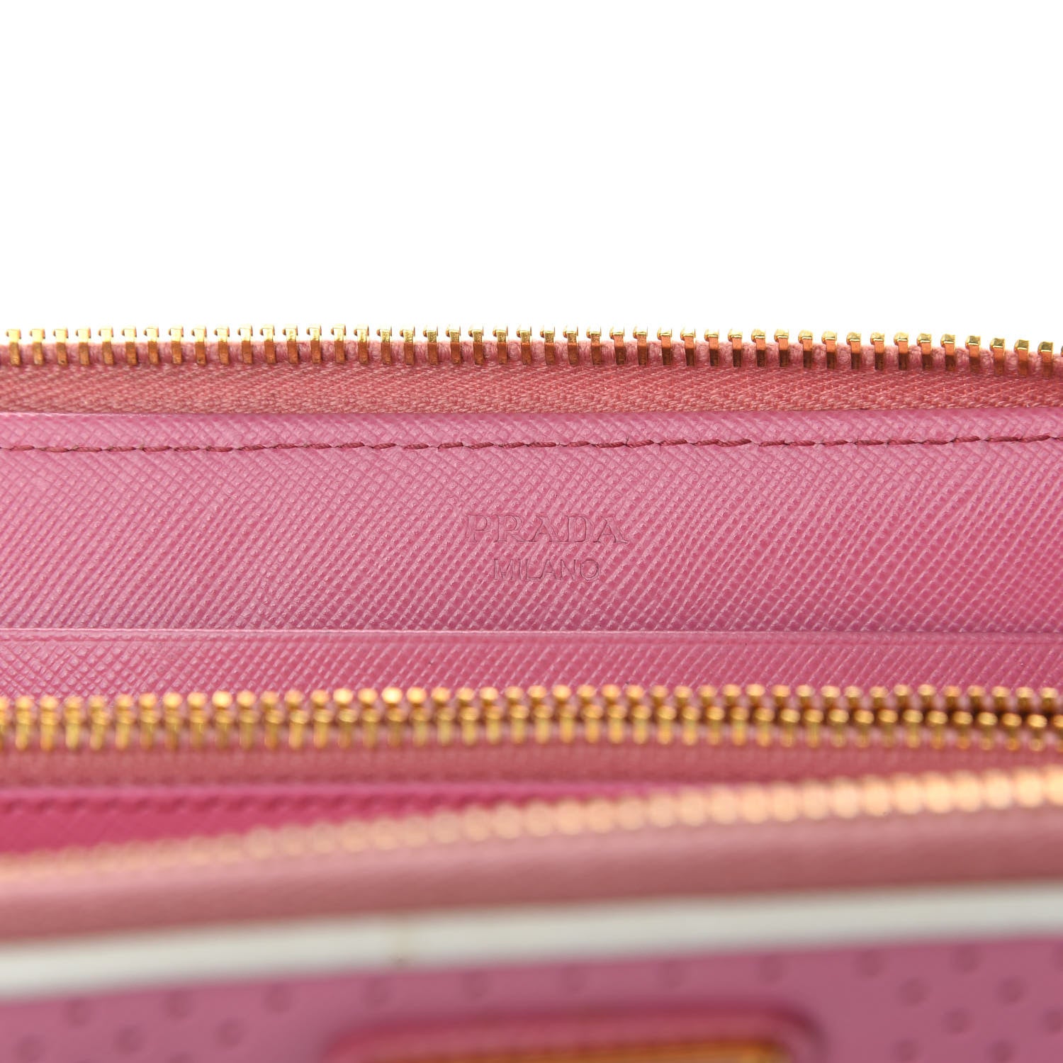 Prada Saffiano Perforated Zip Around Wallet Geranio 6 of 7