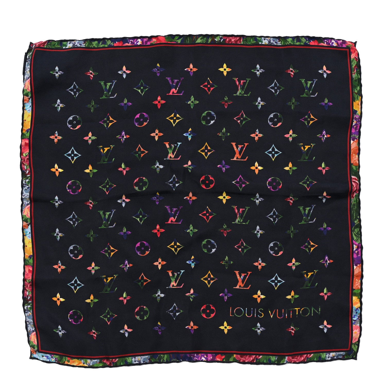 Louis Vuitton Silk Monogram Printed LV Garden Square Scarf Bleu Marine 1 of 3
