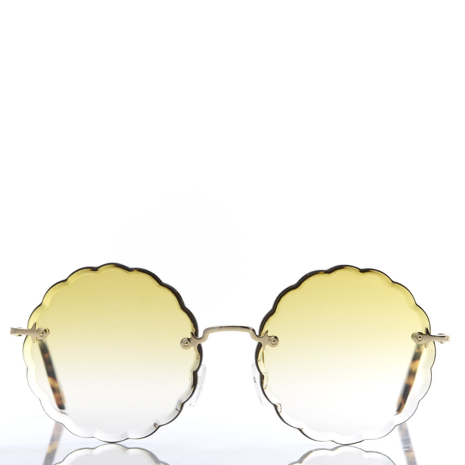 Chloe Rosie Bevelled Round Sunglasses CE142S Gold Gradient Yellow 2 of 7