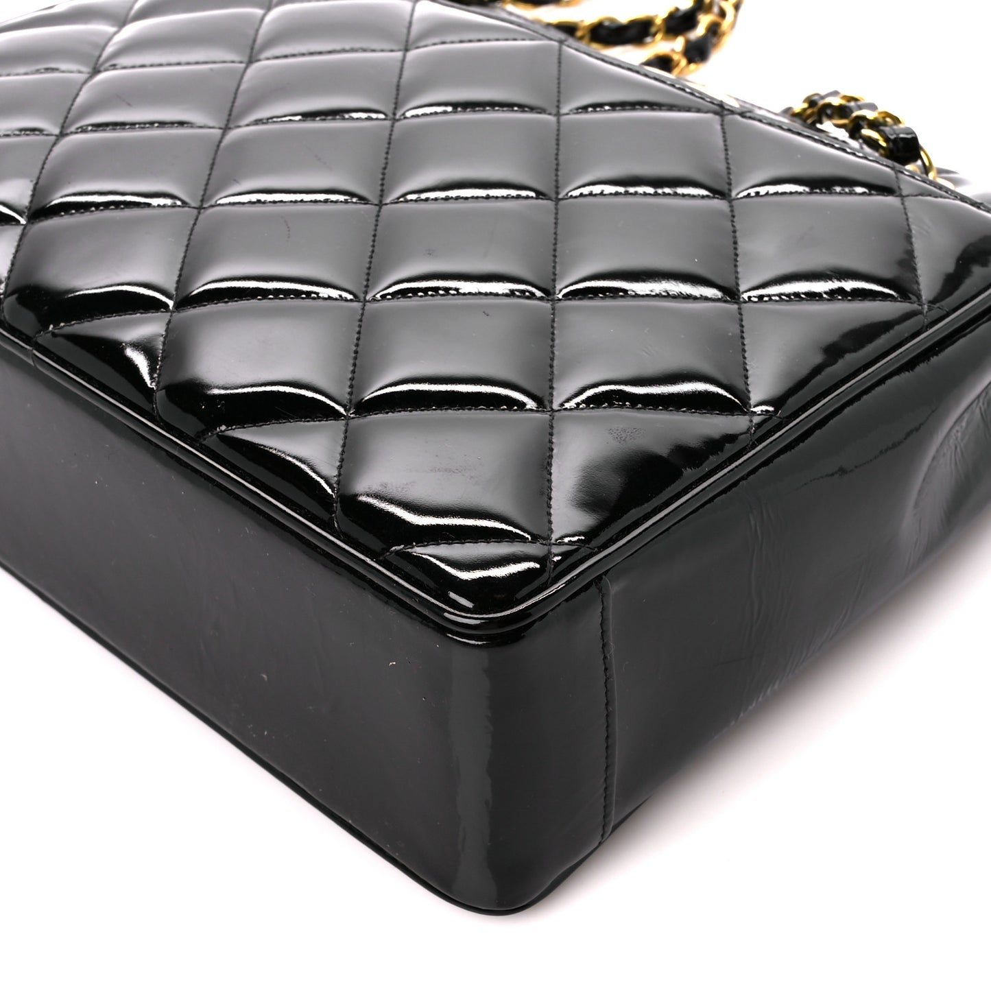 Patent Quilted CC Shoulder Bag Black