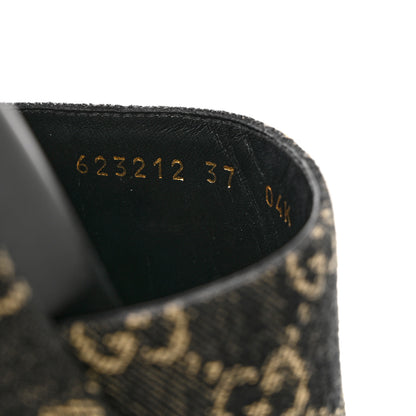 Gucci Jacquard Black Denim GG Monogram Angelina Platform 55mm Slide Sandals 37 Black Ivory 8 of 8