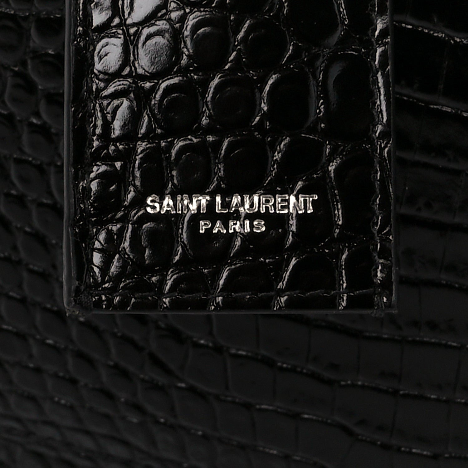 Saint Laurent Calfskin Crocodile Embossed Large Monogram Sunset Black 9 of 13