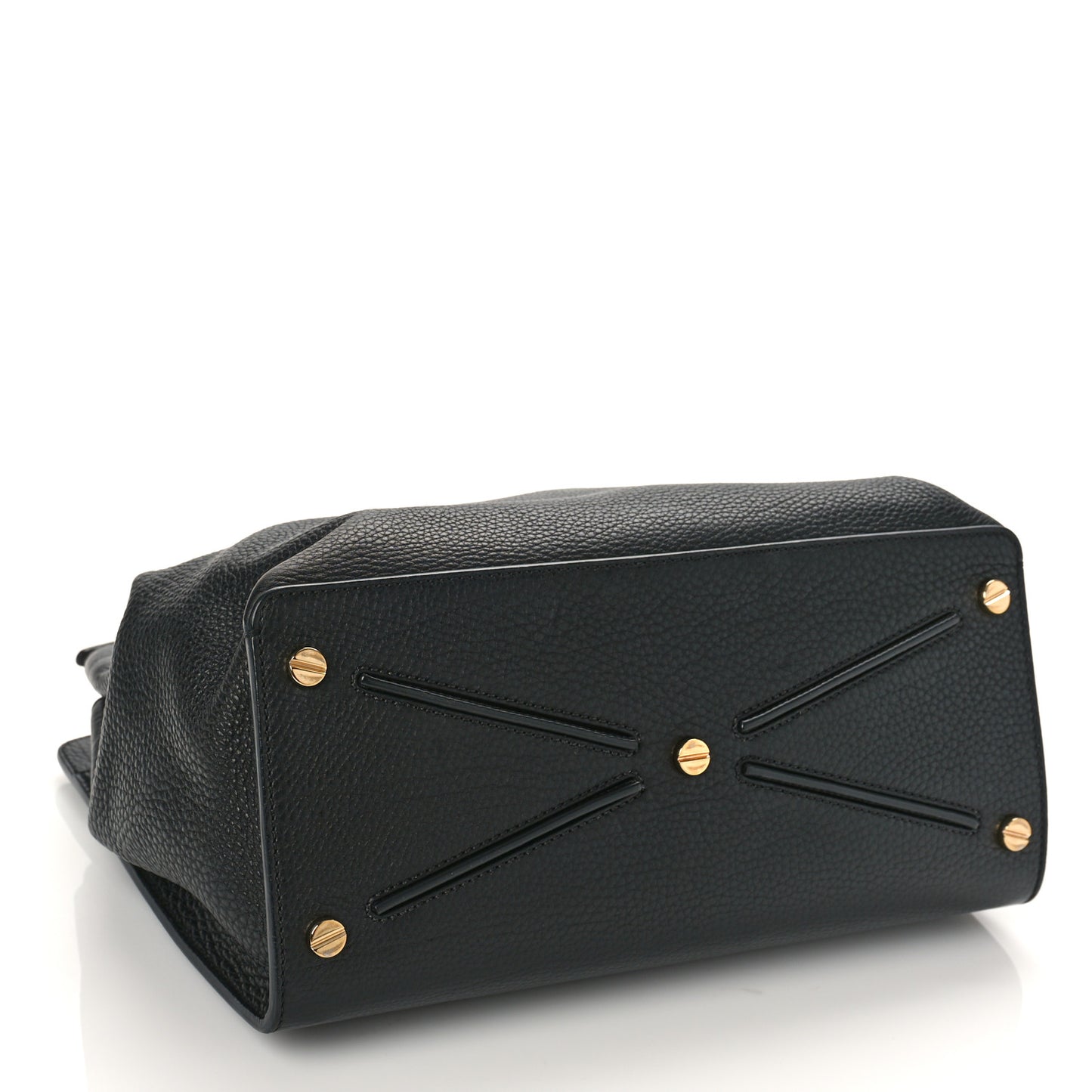 Pebbled Calfskin Large JoyLock Satchel Black