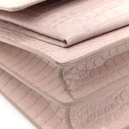 Saint Laurent Calfskin Crocodile Embossed Medium Monogram Sunset Powder Pink 17 of 22