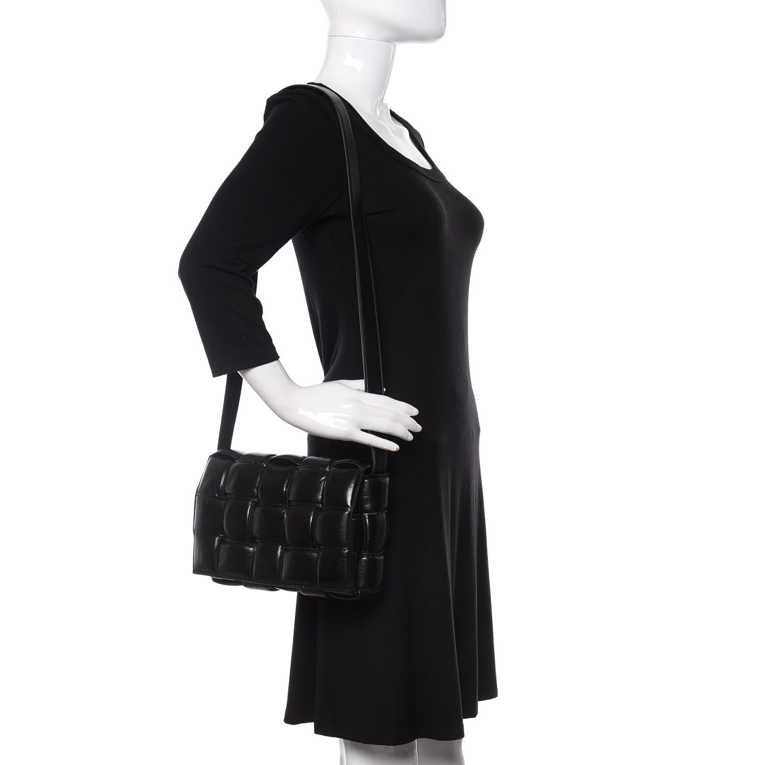 Bottega Veneta Paper Calfskin Maxi Intreccio Padded Cassette Crossbody Bag Black 2 of 9