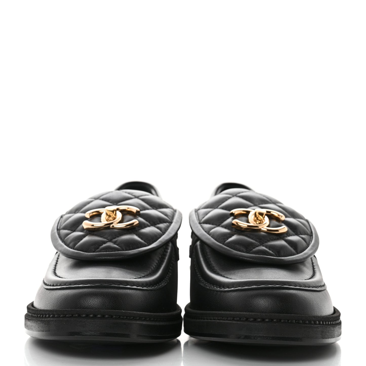 Lambskin Quilted CC Turnlock Loafers 40 Black
