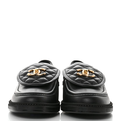 Chanel Lambskin Quilted CC Turnlock Loafers 40 Black 2 of 9