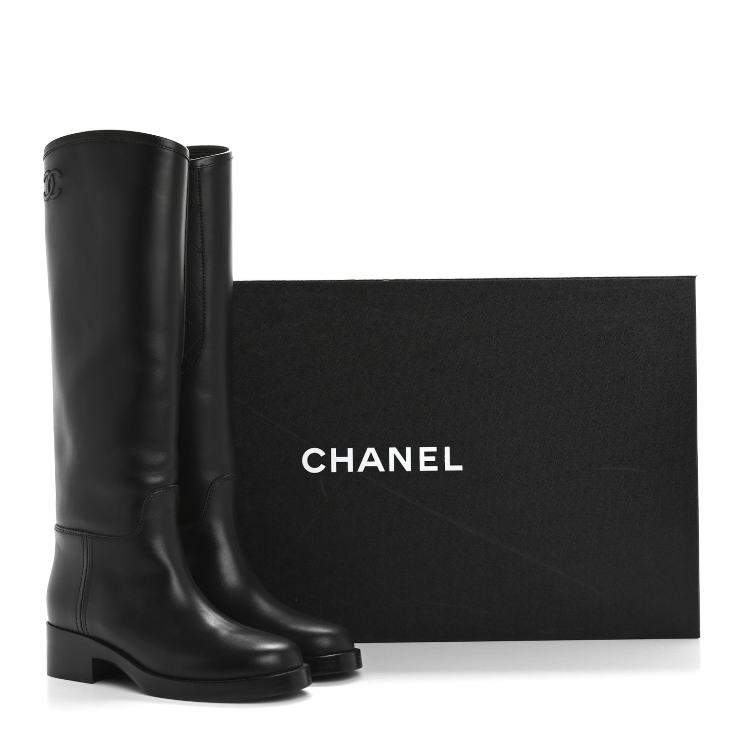 Calfskin Cap Toe CC Riding Boots 38.5 Black