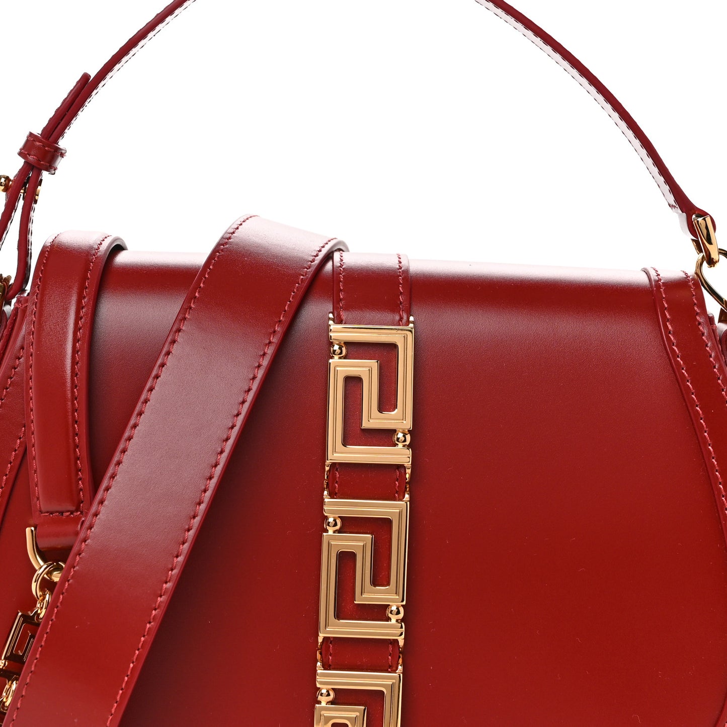 Calfskin Large Greca Goddess Shoulder Bag Red