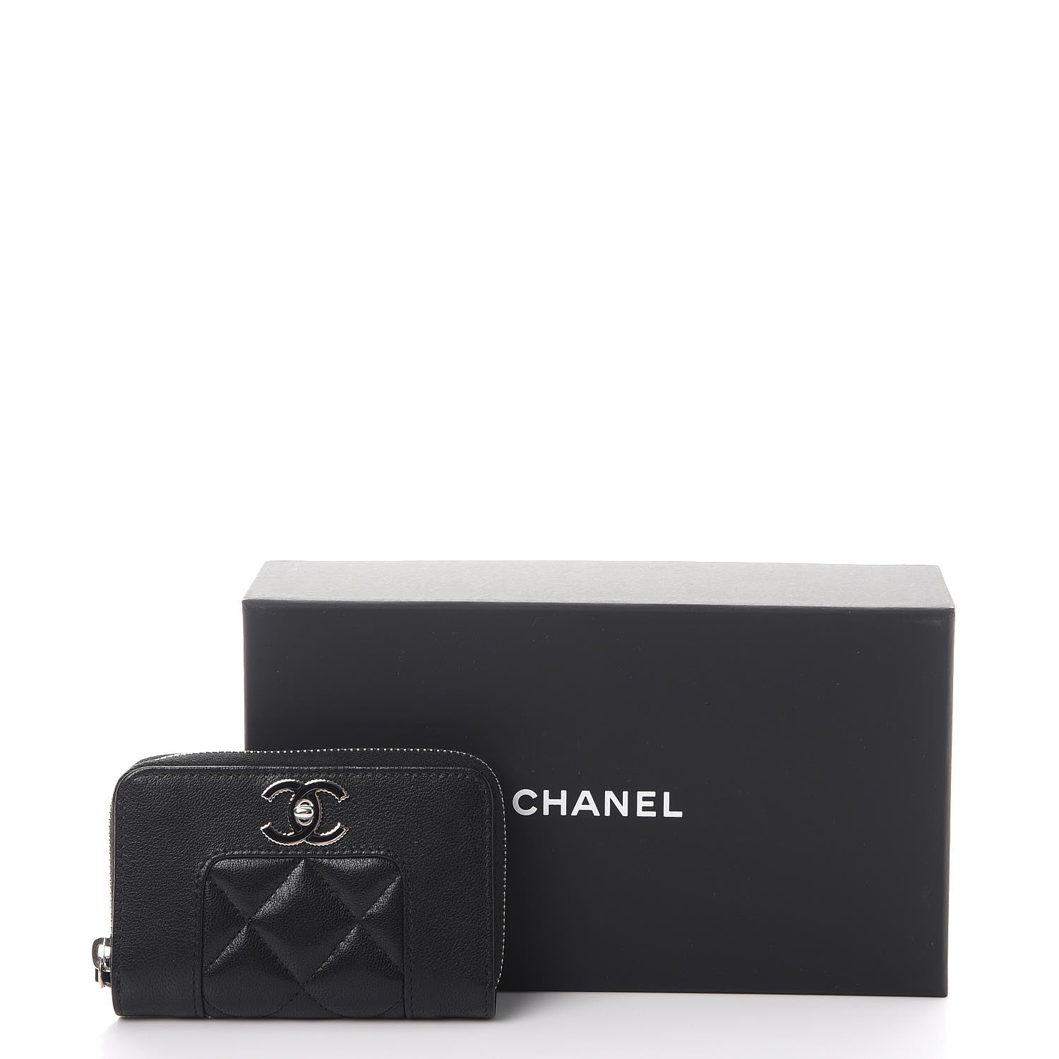 Chanel Sheepskin Quilted Mademoiselle Vintage Zip Coin Purse Black 8 of 8