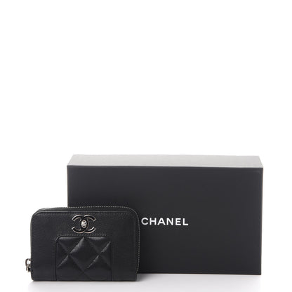 Chanel Sheepskin Quilted Mademoiselle Vintage Zip Coin Purse Black 8 of 8