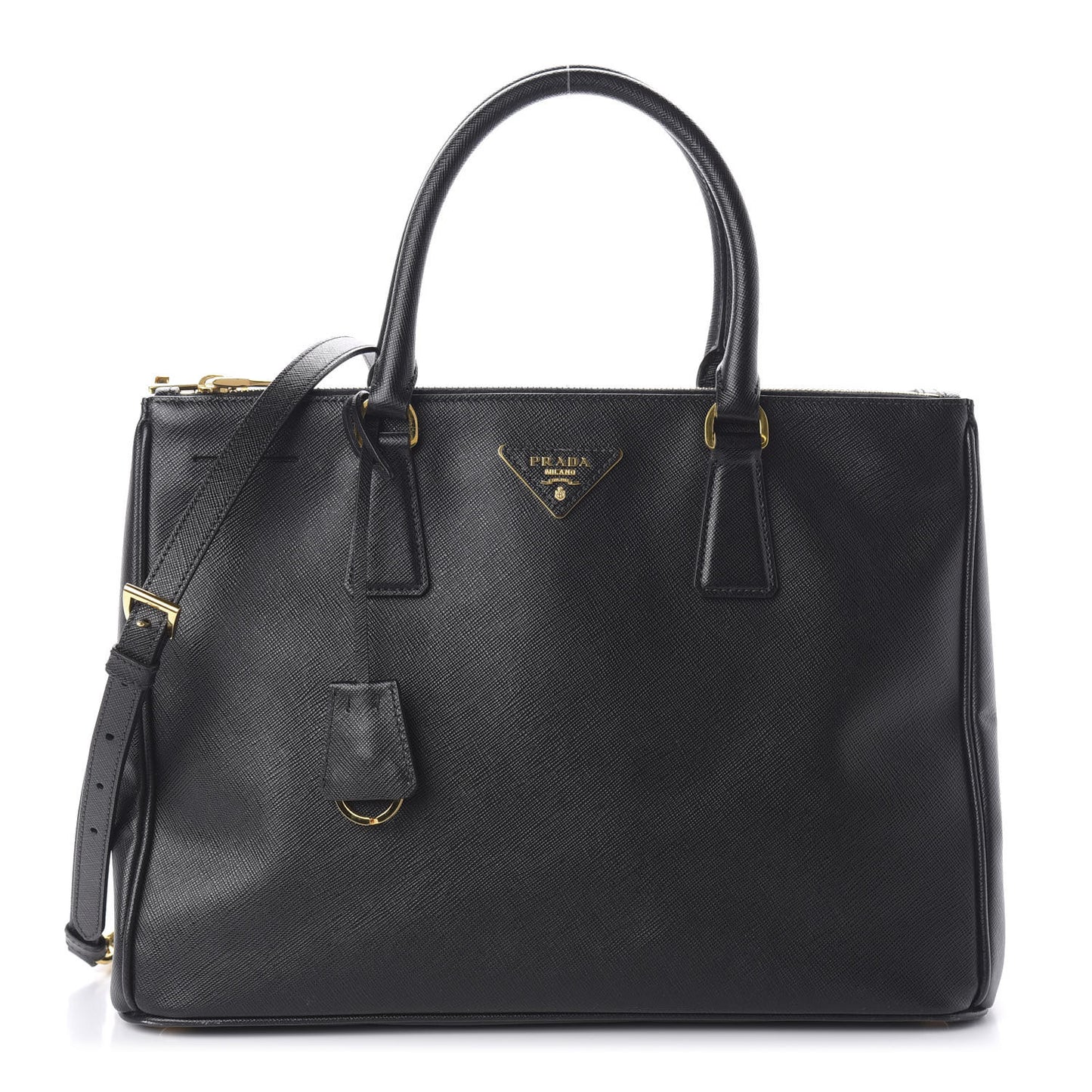 Saffiano Medium Galleria Double Zip Tote Black