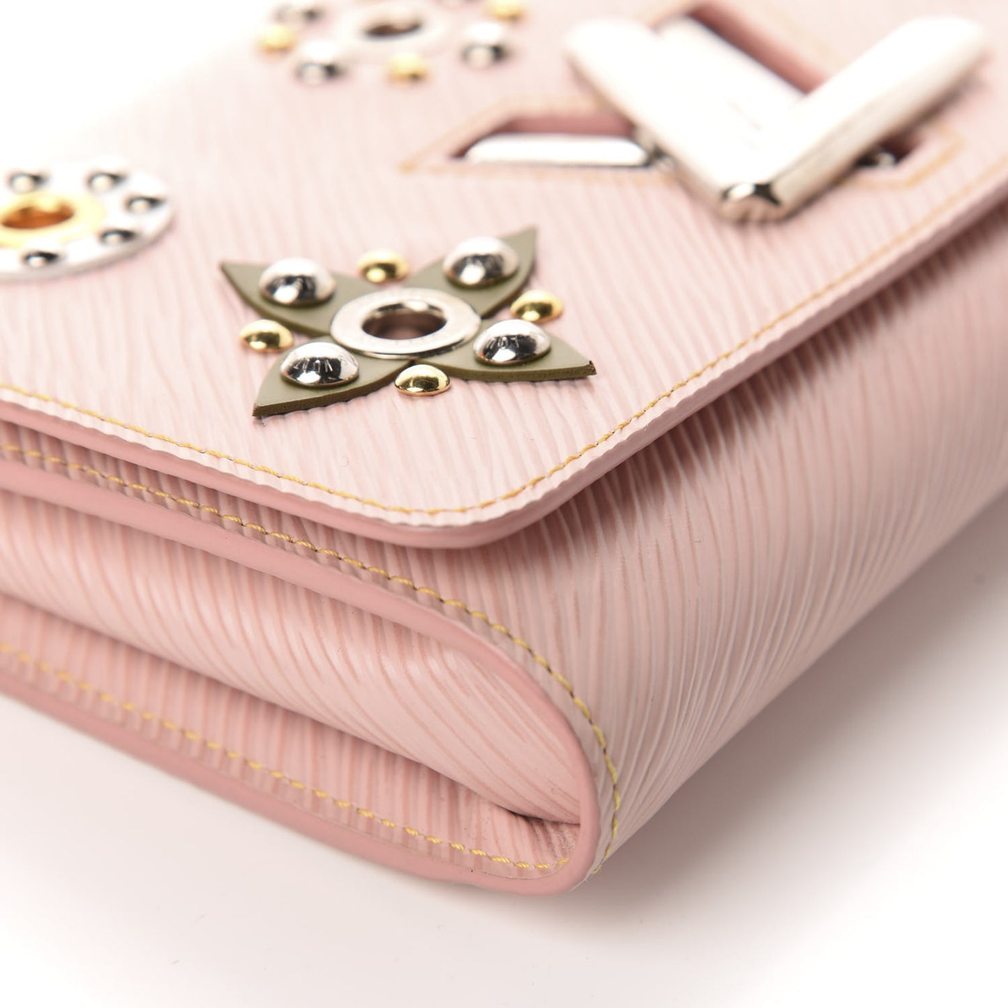 Epi Mechanical Flowers Twist Chain Wallet Rose Ballerine