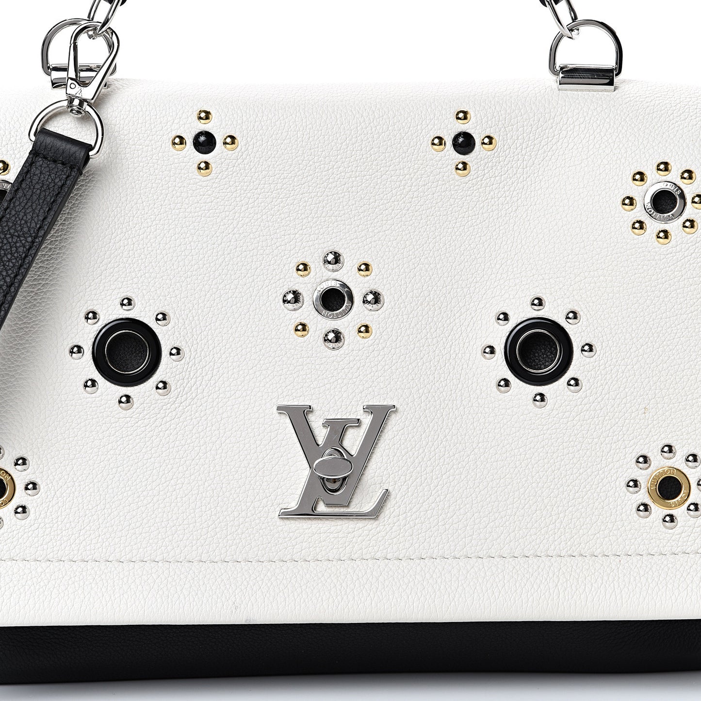 Calfskin Mechanical Flowers Lockme II Black White