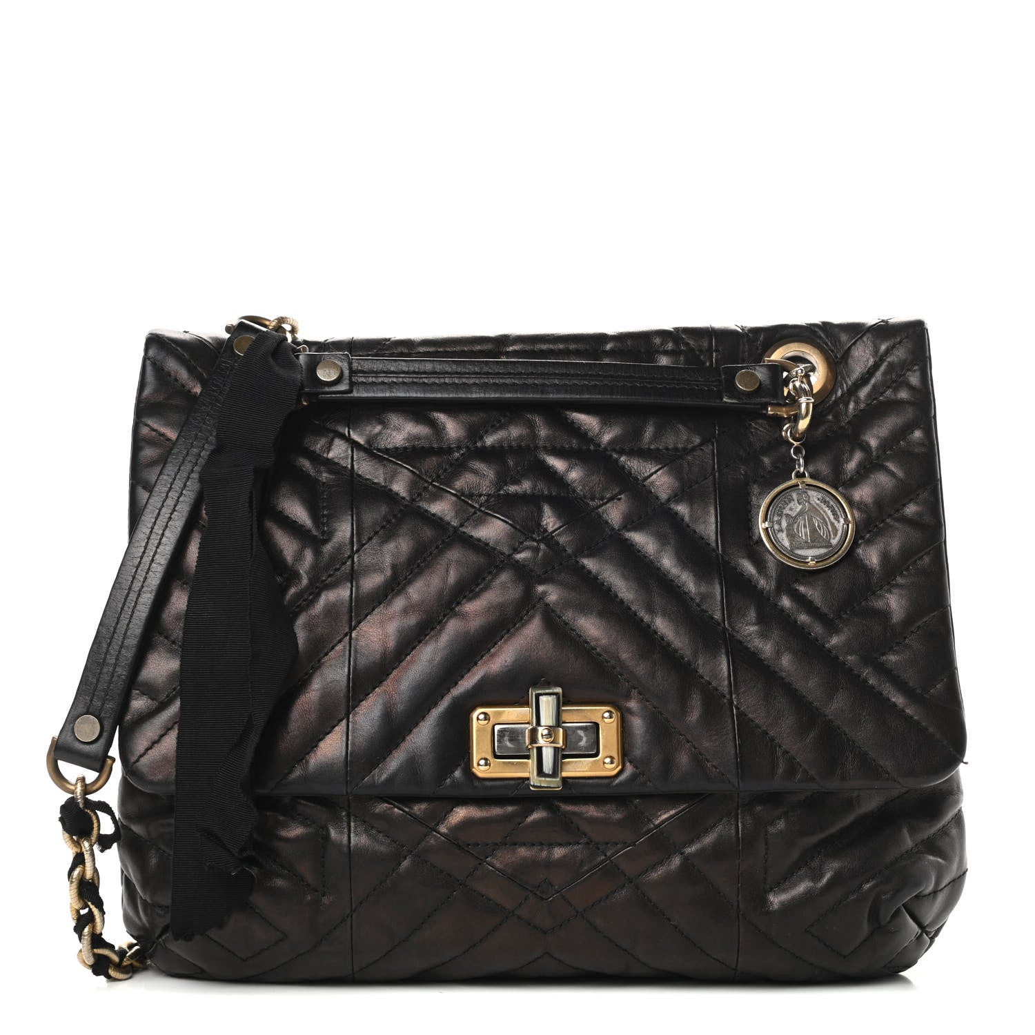 Lanvin Lambskin Quilted Medium Happy Shoulder Bag Black 1 of 10