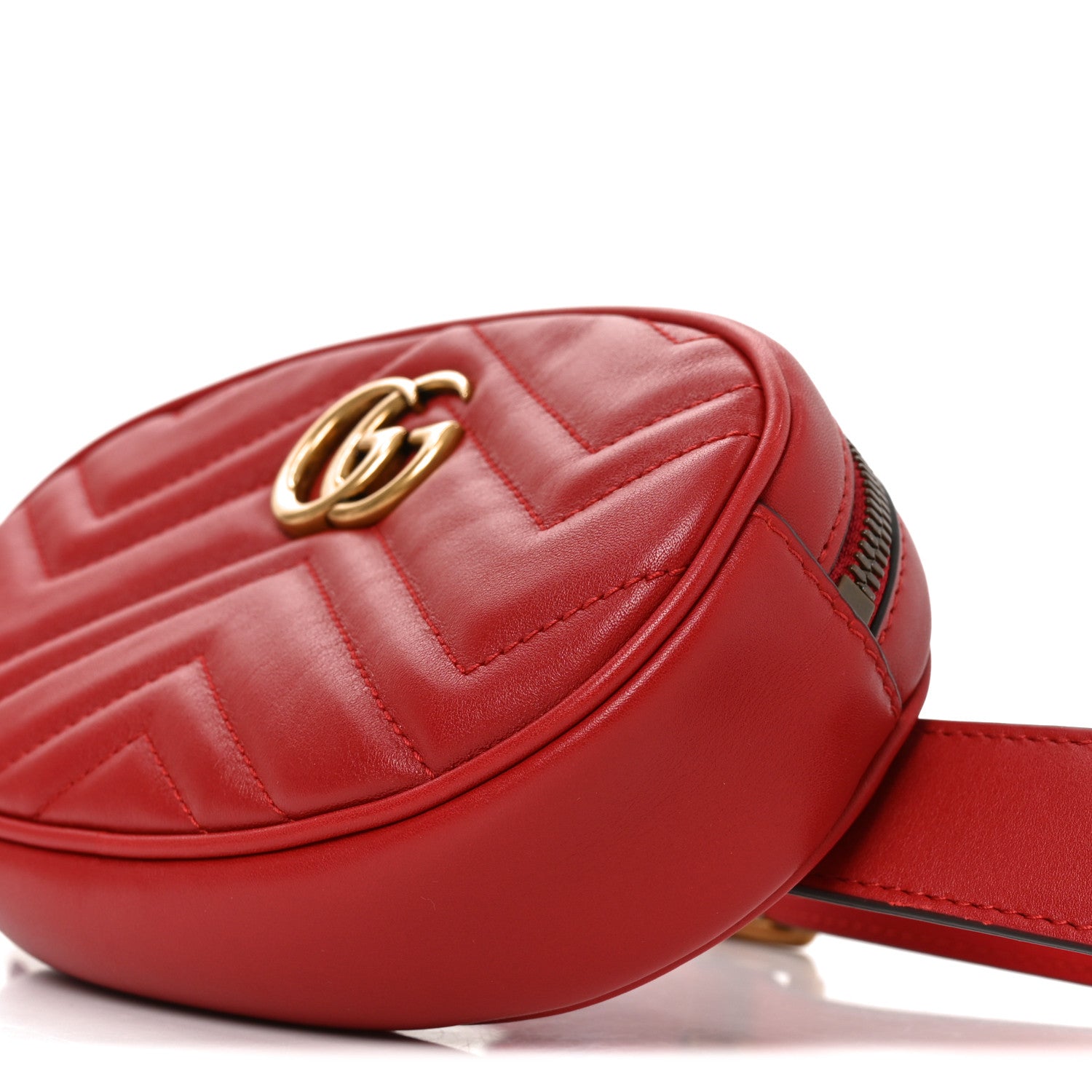 Gucci Calfskin Matelasse GG Marmont Belt Bag 75 30 Hibiscus Red 9 of 9