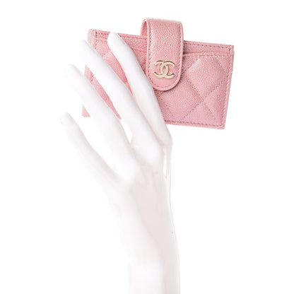 Chanel Iridescent Caviar Quilted Card Holder Pink 2 of 9