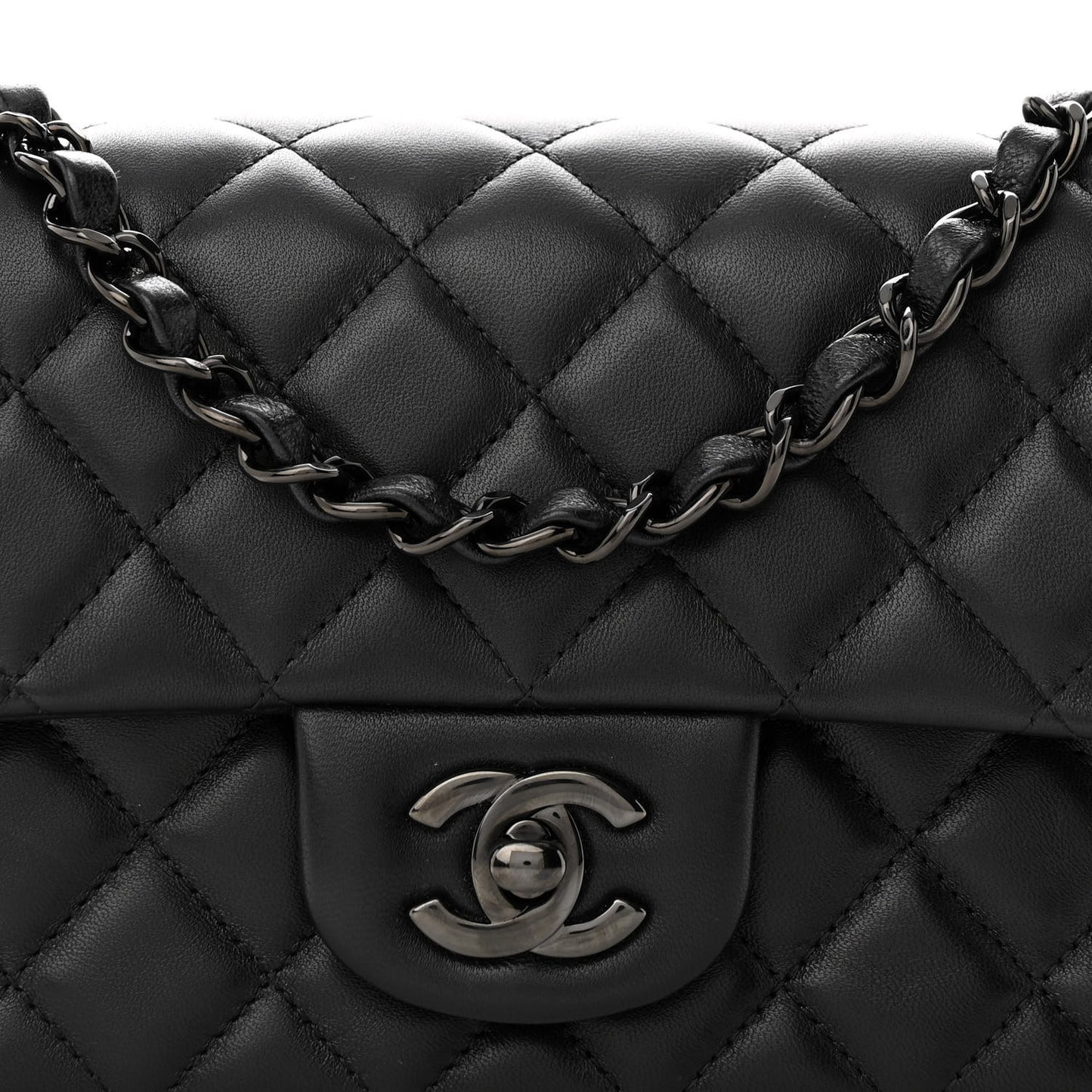 Lambskin Quilted Mini Rectangular Flap So Black
