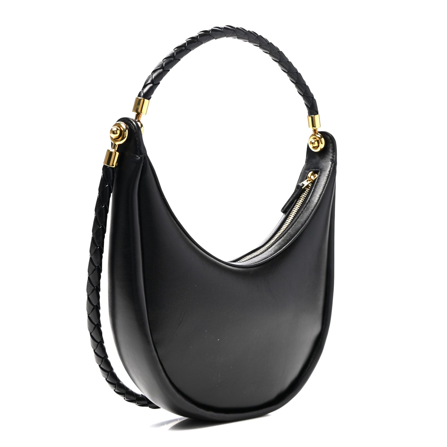 Smooth Calfskin Hula Hoop Shoulder Bag Black