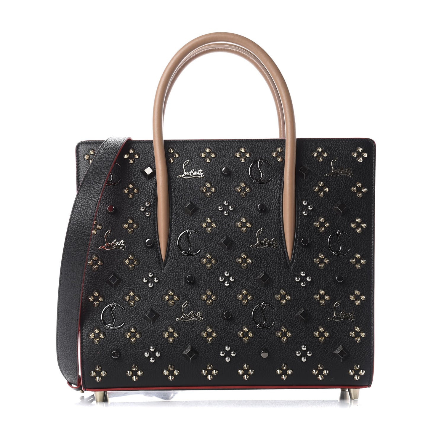 Calfskin Spikes Loubinthesky Medium Paloma Black Multimetal