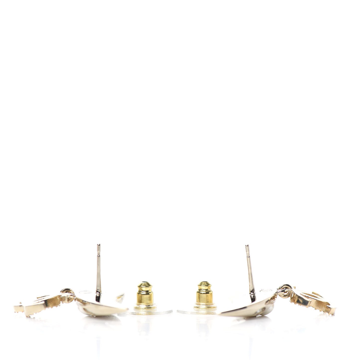 Crystal Pearl CC Drop Earrings Gold