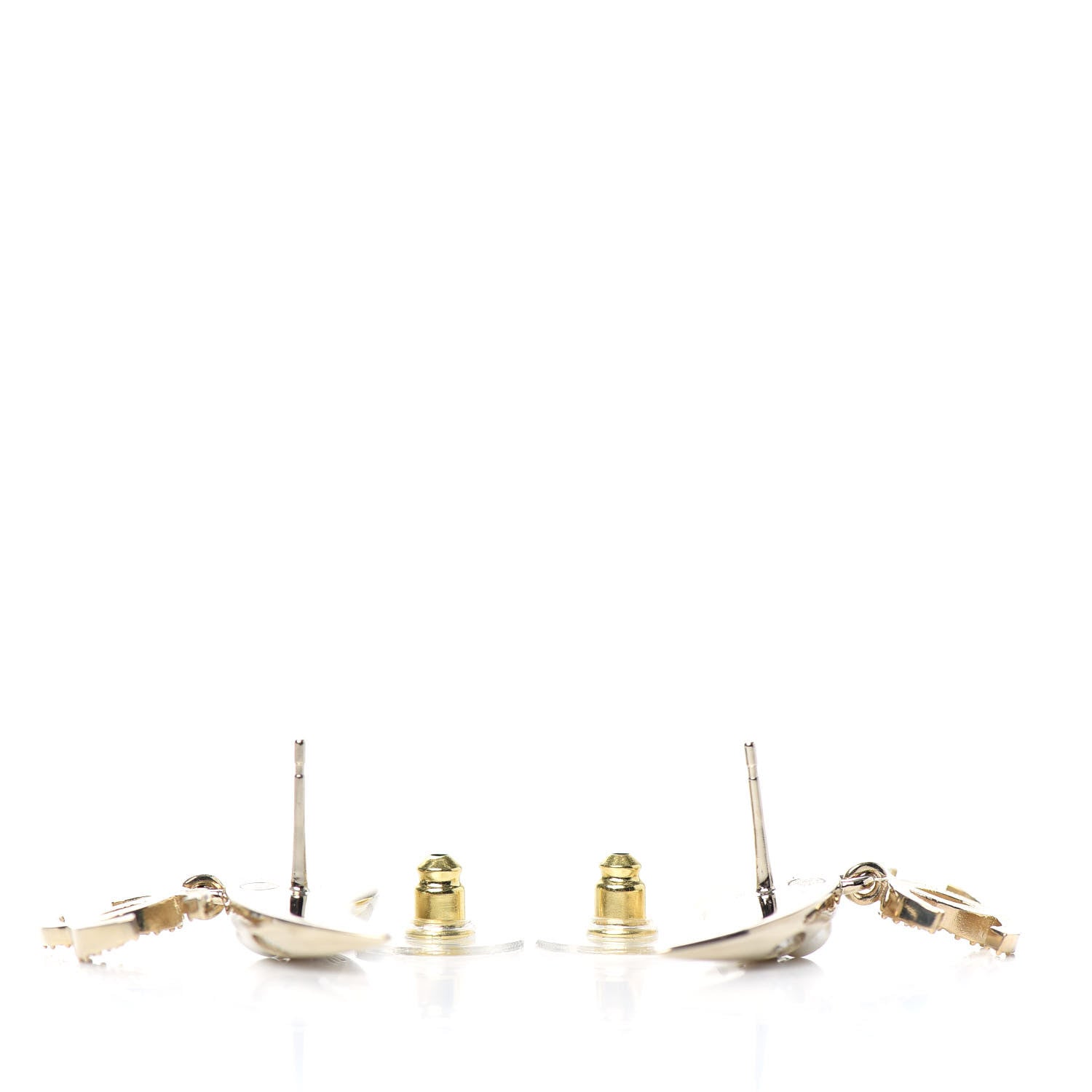 Chanel Crystal Pearl CC Drop Earrings Gold 3 of 4