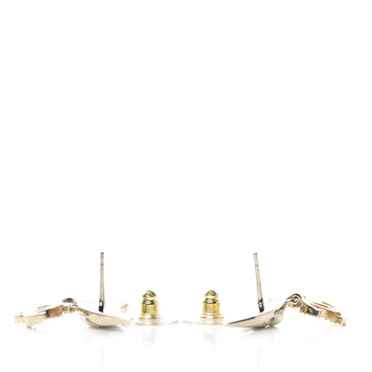 Chanel Crystal Pearl CC Drop Earrings Gold 3 of 4