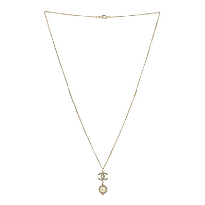 Chanel Crystal Pearl CC Lace Camellia Necklace Gold 3 of 5