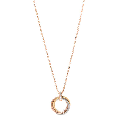 Cartier 18K Pink White Yellow Gold Diamond Trinity Pendant Necklace 1 of 6
