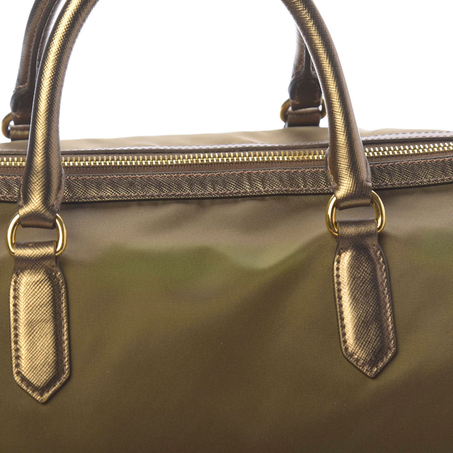Metallic Tessuto Nylon Saffiano Bauletto Gold