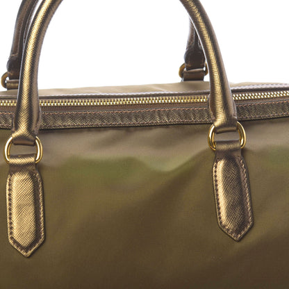 Prada Metallic Tessuto Nylon Saffiano Bauletto Gold 11 of 13