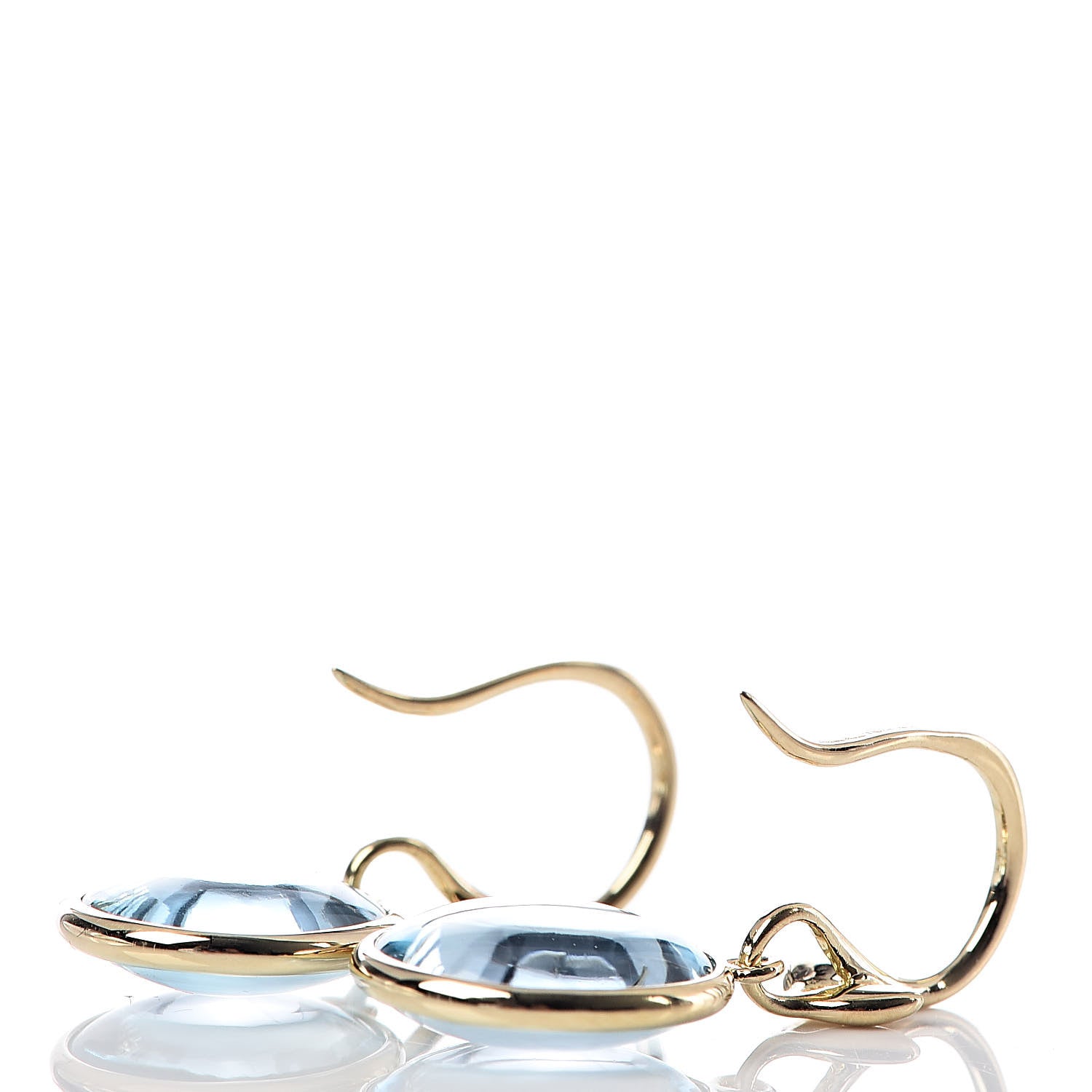 Tiffany 18K Yellow Gold Blue Topaz Paloma Picasso Olive Leaf Drop Earrings 3 of 4