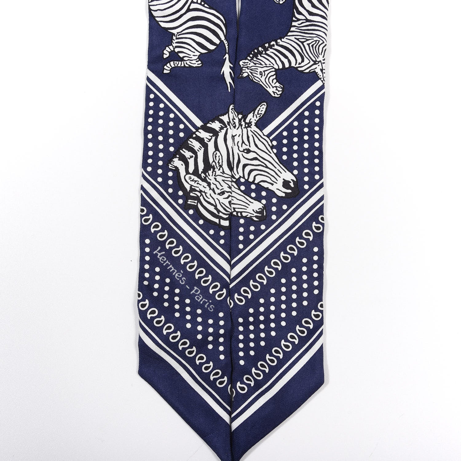Hermes Silk Les Zebres Twilly Gris Marine Black White 4 of 4