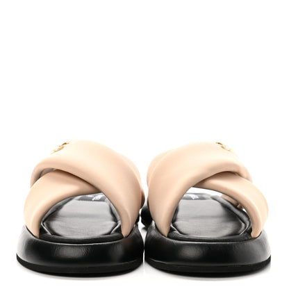 Chanel Fabric CC Mules Sandals 40 Light Beige 2 of 9