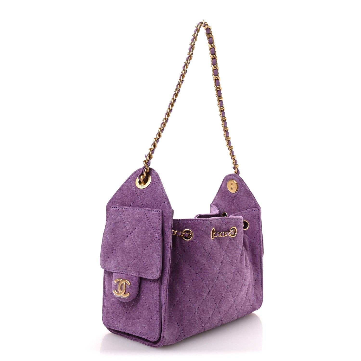 Chanel Suede Quilted Mini Chanel 25 Handbag Purple 3 of 10